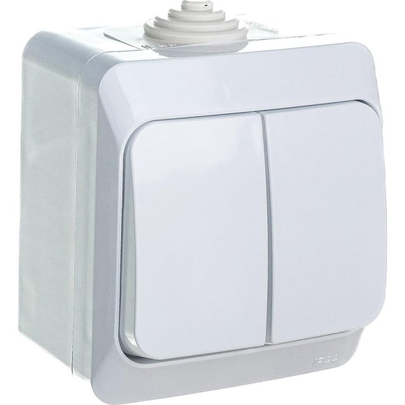 Выключатель Systeme Electric 2-клавишный, ОП Этюд 10А IP44 белый SchE BA10-042B