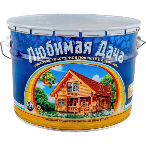 Защитно-декоративное покрытие Любимая Дача сосна, для древесины, полуматовое, 9 л 45321