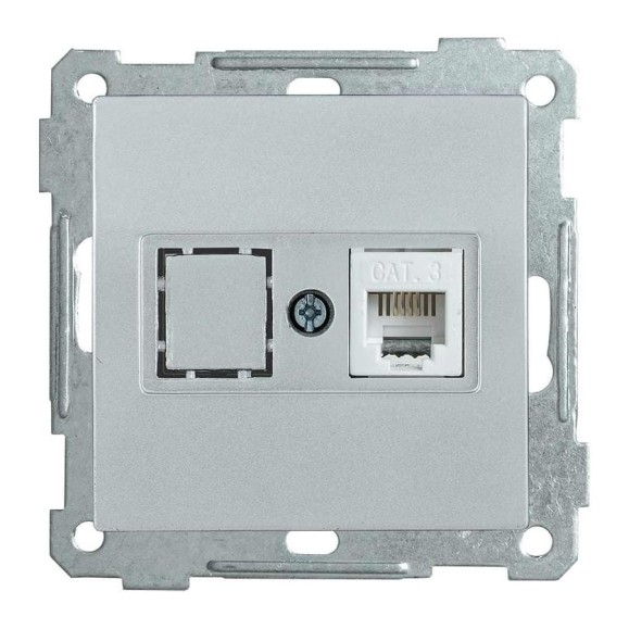 Телефонная розетка IEK РТ12-1-Б RJ12 BOLERO серебряный ETB10-K23