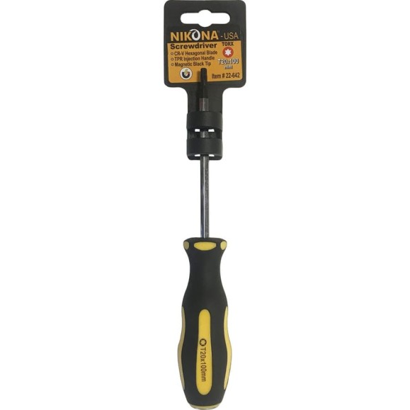 Отвертка NIKONA звездочка Torx Cr-V, T20x100 мм шестигранная 22-642 Отвертка NIKONA звездочка Torx Cr-V, T20x100 мм шестигранная 22-642