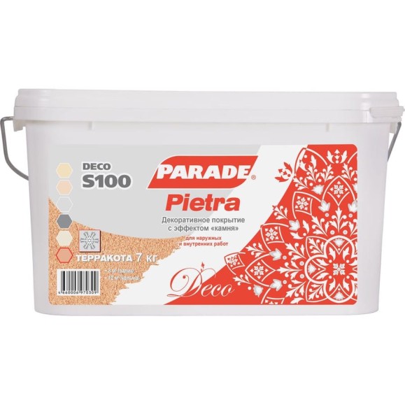 Декоративное покрытие PARADE DECO Pietra S100 с эффектом камня, терракота, 7 кг 90003181505
