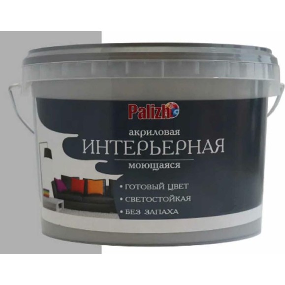 Краска акриловая интерьерная моющаяся Palizh №319 кварц 3,7 кг 11606915 Краска акриловая интерьерная моющаяся Palizh №319 кварц 3,7 кг 11606915