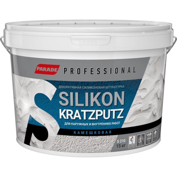 Декоративная штукатурка PARADE камешковая Professional SILIKON KRATZPUTZ S210 K 1.5, 15 кг Лк-00008246 Декоративная штукатурка PARADE камешковая Professional SILIKON KRATZPUTZ S210 K 1.5, 15 кг Лк-00008246
