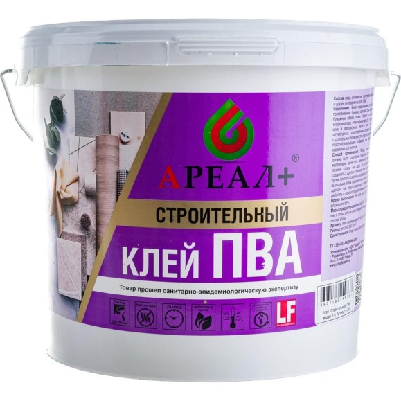 Строительный клей ПВА Ареал+ ведро 5 кг А-260