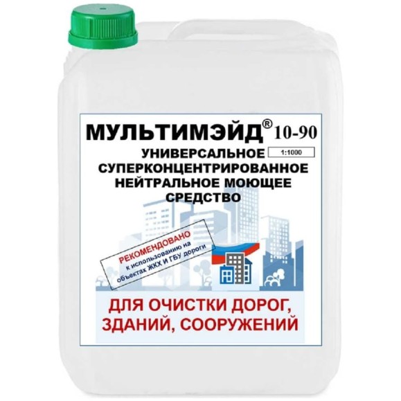 Концентрированное нейтральное моющее средство для стен, ограждений, дорожных покрытий, Мультимэйд 10-90 5 л 4607002304714