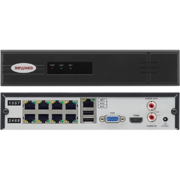 Видеорегистратор Beward 8 каналов со звуком 8xPoE детектор движения BK0108H2-P8 00000006321