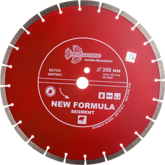 Диск алмазный отрезной TRIO-DIAMOND 350x25.4 New Formula Segment S209 Диск алмазный отрезной TRIO-DIAMOND 350x25.4 New Formula Segment S209