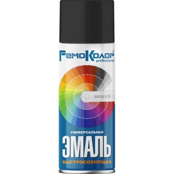 Универсальная акриловая эмаль РемоКолор (черная; глянцевая, 520 мл) 69-9-111 Универсальная акриловая эмаль РемоКолор (черная; глянцевая, 520 мл) 69-9-111