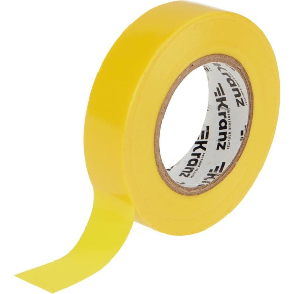 Изолента ПВХ KRANZ 0,13х19 мм, 25 м, желтая KR-09-2202 Изолента ПВХ KRANZ 0,13х19 мм, 25 м, желтая KR-09-2202