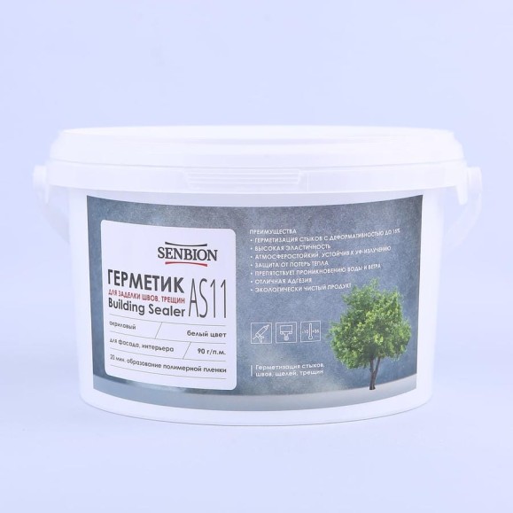 Герметик для заделки швов и трещин SENBION Building Sealer AS-11 (акриловый; белый; 15 кг) SB193/15-Бел Герметик для заделки швов и трещин SENBION Building Sealer AS-11 (акриловый; белый; 15 кг) SB193/15-Бел