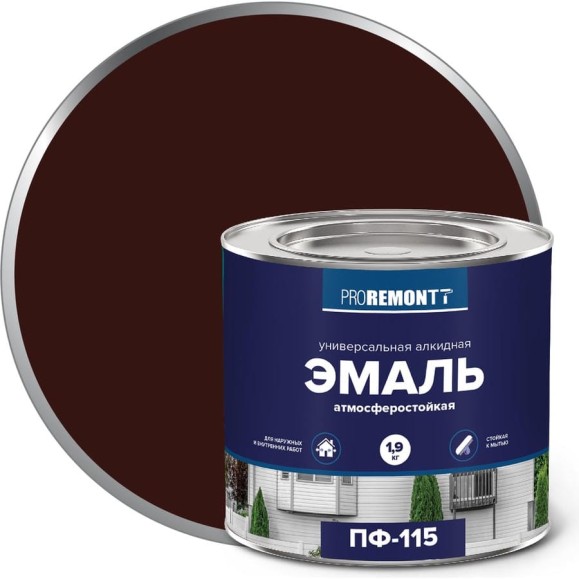 Эмаль PROREMONTT ПФ-115 шоколадно-коричневая, 1.9 кг Лк-00005604
