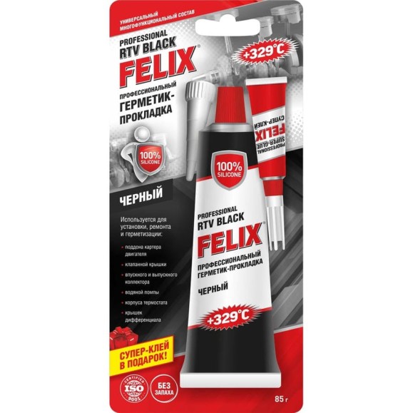 Нейтральный герметик-прокладка FELIX (черный; 85 г) 411040059 Нейтральный герметик-прокладка FELIX (черный; 85 г) 411040059