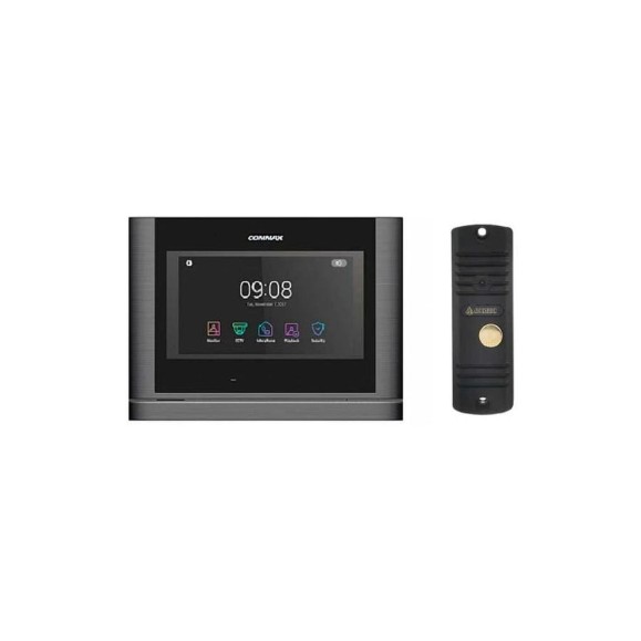 Комплект видеодомофона и вызывной панели COMMAX CDV-704MF(DarksilverBlackSmog)/AVC305B