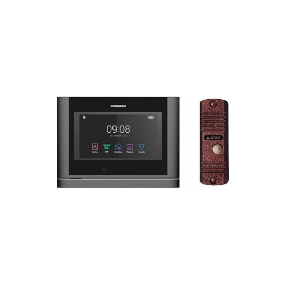 Комплект видеодомофона и вызывной панели COMMAX CDV-704MF(DarksilverBlackS)/AVC305