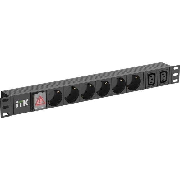 Розеточный блок IEK ITK PDU 6 розеток нем. ст. + 2 С13 LED 1U вх. С14 алюмин. PH12-6D2C133 Розеточный блок IEK ITK PDU 6 розеток нем. ст. + 2 С13 LED 1U вх. С14 алюмин. PH12-6D2C133