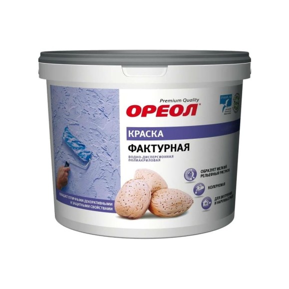 Фактурная краска Ореол ВД (полиакриловая; для наружных и внутренних работ; белая; 8 кг) 67708