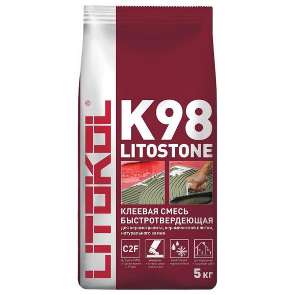 Клеевая смесь LITOKOL Litostone К98 (серая; 5 кг; класс C2F) 98830004 Клеевая смесь LITOKOL Litostone К98 (серая; 5 кг; класс C2F) 98830004