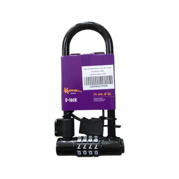 Противоугонный замок KLONK U-lock, 80x170 мм, код, сменный, черный 10391