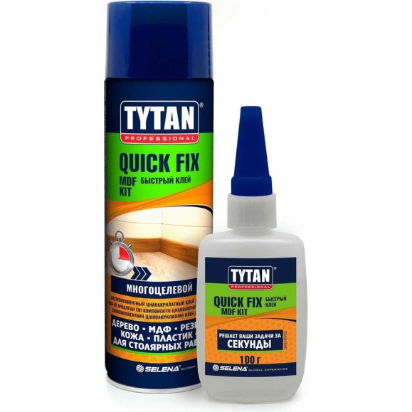 Клей Tytan PROFESSIONAL двухкомпонентный цианакрилатный, для МДФ, прозрачный, 400 мл, 100 г 82329P Клей Tytan PROFESSIONAL двухкомпонентный цианакрилатный, для МДФ, прозрачный, 400 мл, 100 г 82329P