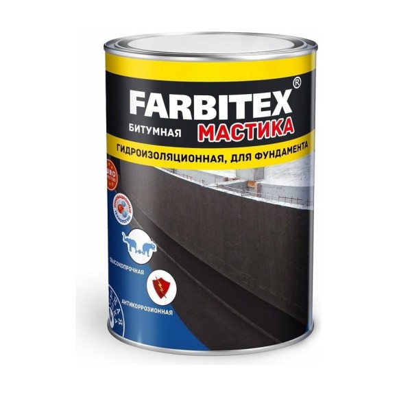 Битумная мастика Farbitex (гидроизоляционная; 4 кг) 4300003454 Битумная мастика Farbitex (гидроизоляционная; 4 кг) 4300003454