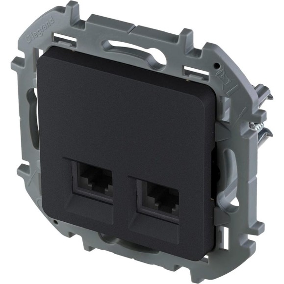 Розетка Legrand компьютерная двойная RJ45 категория 6 UTP Legrand Inspiria антрацит 673843