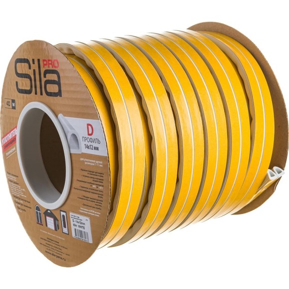 Самоклеящийся уплотнитель Sila pro D40м, 14х12мм, белый, SD-55C (S) SD-55C