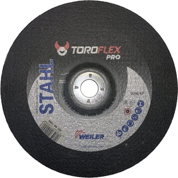 Круг шлифовальный по стали F27 230х6.5х22.23 мм, A24S-BF PRO TOROFLEX 4010362120908 Круг шлифовальный по стали F27 230х6.5х22.23 мм, A24S-BF PRO TOROFLEX 4010362120908