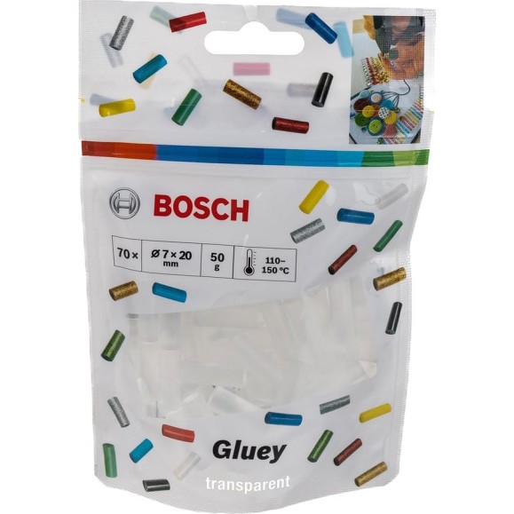 Клеевые стержни для Gluey 7x20 мм 70 шт. прозрачные Bosch 2608002004 Клеевые стержни для Gluey 7x20 мм 70 шт. прозрачные Bosch 2608002004