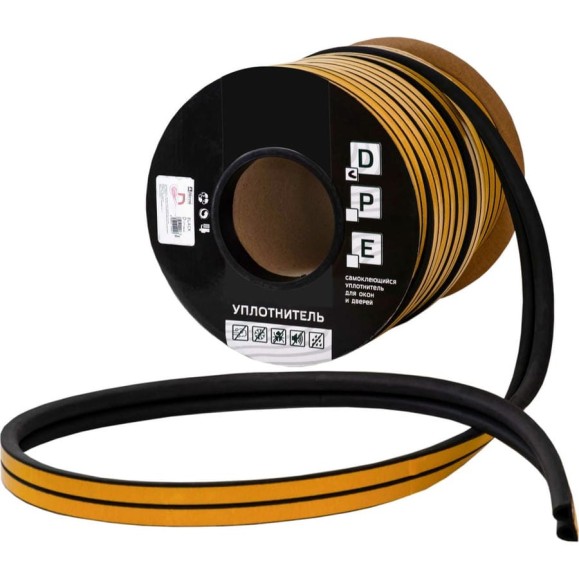 Уплотнитель VETTORE профиль E 9x4 мм, 150 м, Black черный 20367