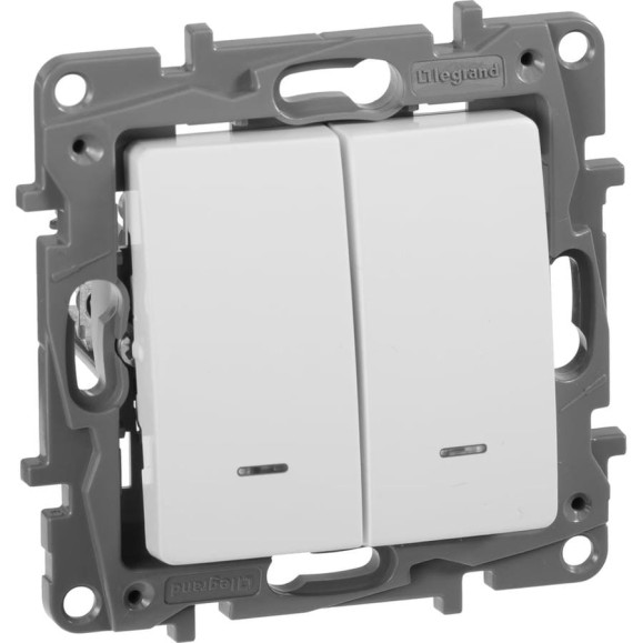 Выключатель Legrand двухклавишный с подсветкой/индикацией Legrand Etika 10А 250В безвинтовые зажимы белый 672204 Выключатель Legrand двухклавишный с подсветкой/индикацией Legrand Etika 10А 250В безвинтовые зажимы белый 672204