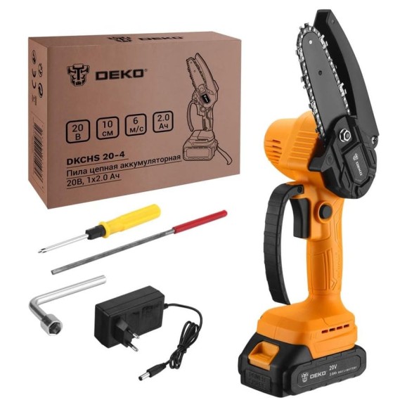 Цепная аккумуляторная пила DEKO DKCHS 20-4 20 В, 1x2 А*ч 063-4307