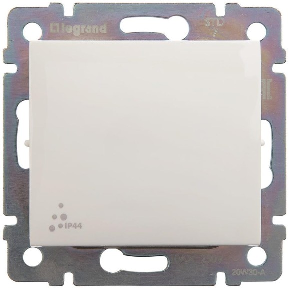 Переключатель Legrand перекрёстный одноклавишный IP44 Legrand Valena 10А 250В схема 7 винтовые зажимы белый 770097