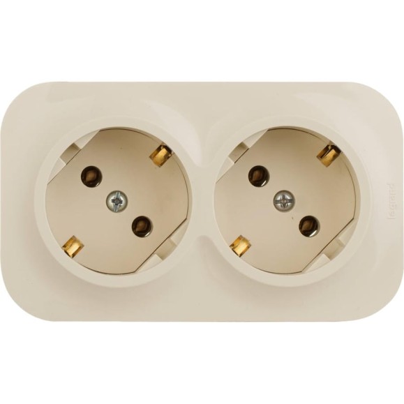 Розеточный блок Legrand двойной с заземлением Legrand Quteo с предварительным подключением без шторок IP20 16А 250В винтовые зажимы накладной монтаж слоновая кость 782263 Розеточный блок Legrand двойной с заземлением Legrand Quteo с предварительным подключением без шторок IP20 16А 250В винтовые зажимы накладной монтаж слоновая кость 782263