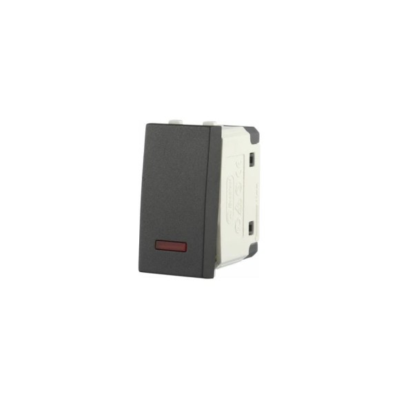 1-клавишный выключатель LK Studio с индикатором 45x22.5 (сх.1L) 16 A. 250 B черный бархат LK45 850308-1