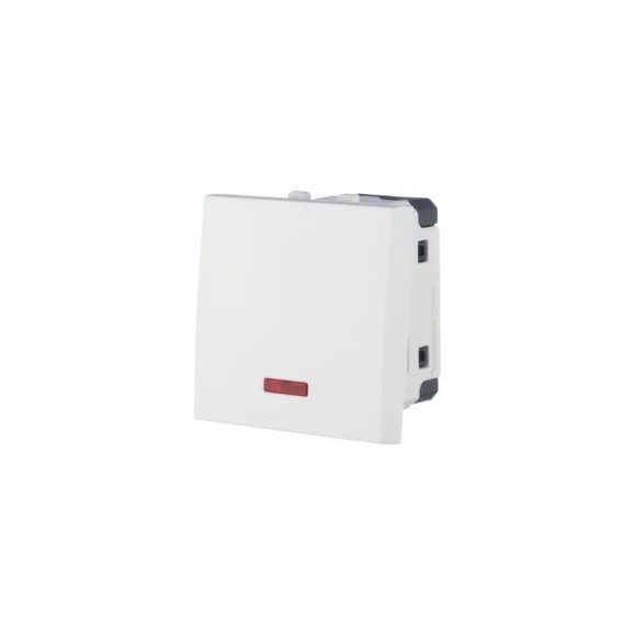 1-клавишный выключатель LK Studio с индикатором 45x45 (сх.1L) 16 A. 250 B белый LK45 850904-1