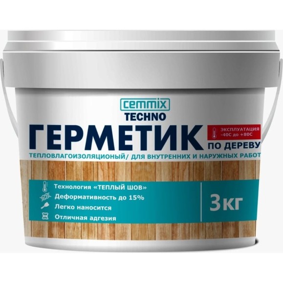 Акриловый герметик для дерева CEMMIX Теплый шов (сосна; 3 кг) 84735741 Акриловый герметик для дерева CEMMIX Теплый шов (сосна; 3 кг) 84735741