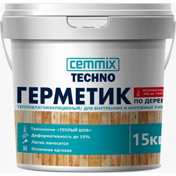 Акриловый герметик для дерева CEMMIX Теплый шов (белый; 15 кг) 84735748 Акриловый герметик для дерева CEMMIX Теплый шов (белый; 15 кг) 84735748