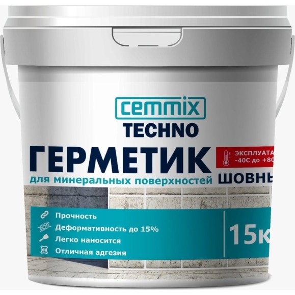 Акриловый герметик для минеральных поверхностей CEMMIX (серый; 15 кг) 84735739 Акриловый герметик для минеральных поверхностей CEMMIX (серый; 15 кг) 84735739