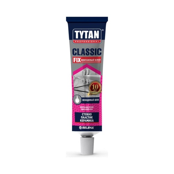 Монтажный клей Tytan PROFESSIONAL CLASSIC FIX каучуковый, шоу бокс, прозрачный, 100 мл 72955 246439 Монтажный клей Tytan PROFESSIONAL CLASSIC FIX каучуковый, шоу бокс, прозрачный, 100 мл 72955 246439