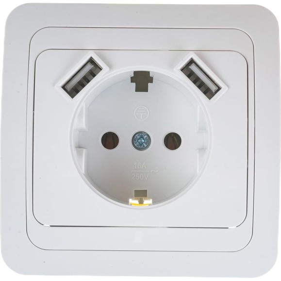 Одинарная розетка IN HOME CLASSICO с двумя USB белая 2147 4690612035260 Одинарная розетка IN HOME CLASSICO с двумя USB белая 2147 4690612035260