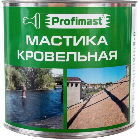 Кровельная мастика Profimast 2 л / 1,8 кг 4607952900592 Кровельная мастика Profimast 2 л / 1,8 кг 4607952900592