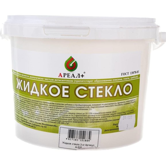 Жидкое стекло Ареал+ 3 кг А-520