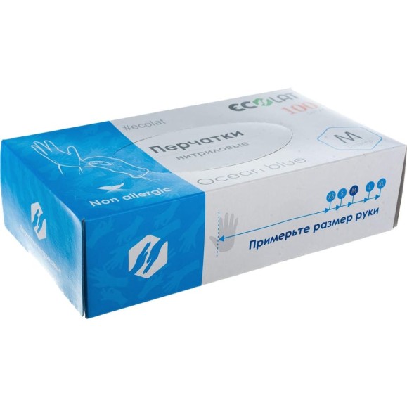Нитриловые перчатки EcoLat Ocean blue 100 шт./уп. размер M, 3035/M
