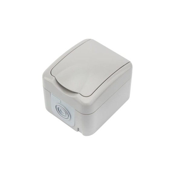 Накладная розетка KRANZ мини, IP54, с заземлением, о/у, серая KR-78-0817