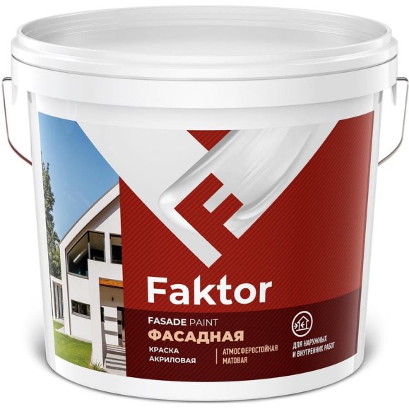 Акриловая краска ЯРОСЛАВСКИЕ КРАСКИ FAKTOR для фасадов белая, ведро13 кг О05367 Акриловая краска ЯРОСЛАВСКИЕ КРАСКИ FAKTOR для фасадов белая, ведро13 кг О05367