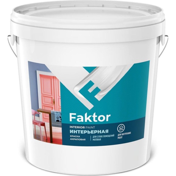 Акриловая краска ЯРОСЛАВСКИЕ КРАСКИ FAKTOR для интерьеров белая, ведро 28 кг О05358 Акриловая краска ЯРОСЛАВСКИЕ КРАСКИ FAKTOR для интерьеров белая, ведро 28 кг О05358