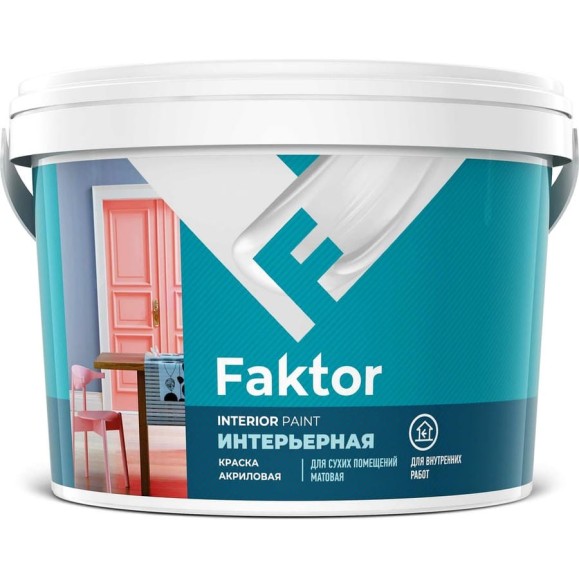 Акриловая краска ЯРОСЛАВСКИЕ КРАСКИ FAKTOR для интерьеров белая, ведро 2,5 кг О05355 Акриловая краска ЯРОСЛАВСКИЕ КРАСКИ FAKTOR для интерьеров белая, ведро 2,5 кг О05355