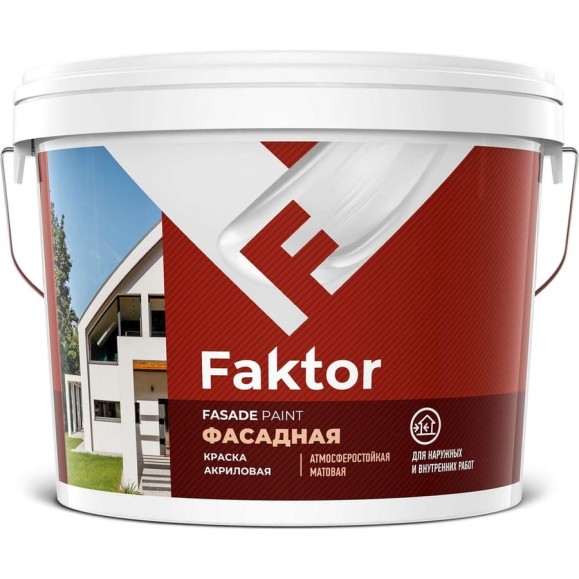 Акриловая краска ЯРОСЛАВСКИЕ КРАСКИ FAKTOR для фасадов белая, ведро 6 кг О05366 Акриловая краска ЯРОСЛАВСКИЕ КРАСКИ FAKTOR для фасадов белая, ведро 6 кг О05366