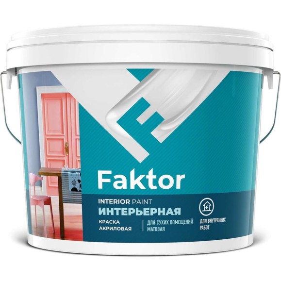 Акриловая краска ЯРОСЛАВСКИЕ КРАСКИ FAKTOR для интерьеров белая, ведро 6 кг О05356 Акриловая краска ЯРОСЛАВСКИЕ КРАСКИ FAKTOR для интерьеров белая, ведро 6 кг О05356