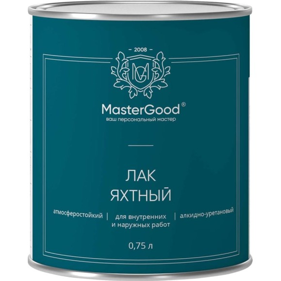 Лак яхтный алкидно-уретановый быстросохнущий глянцевый MasterGood MG 0,75 л MG-ЯХТН-0,75/Глн Лак яхтный алкидно-уретановый быстросохнущий глянцевый MasterGood MG 0,75 л MG-ЯХТН-0,75/Глн